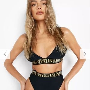 Bikini Top 😎 Geo Tape Plunge 🖤💛